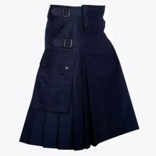 Navy Blue Utility Kilt With Quick Release Cargo Pockets