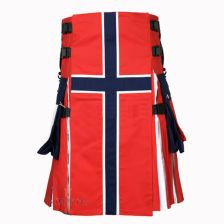 Norwegian Flag Cotton Hybrid Utility Kilt Front