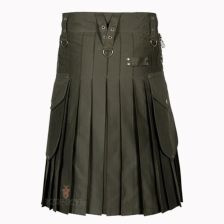 Olive Green Casual Utility Kilt