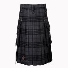 Punk Rock Gothic Grey Tartan Kilt