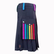 Rainbow Cotton Hybrid Utility Kilt Front