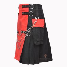 Red Black Cotton Hybrid Utility Kilt