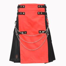 Red Black Cotton Hybrid Utility Kilt