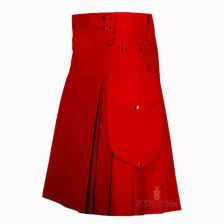 Red Modern Utility Kilt Front