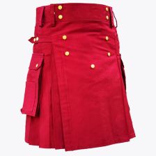 Red Modern Utility Kilt With Pockets