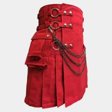 Red Canvas Cloth Straps Utility Kilt