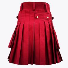 Red Modern Utility Kilt With Pockets