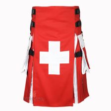 Switzerland Flag Cotton Hybrid Utility Kilt Front