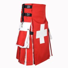 Switzerland Flag Cotton Hybrid Utility Kilt Front