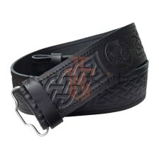 Thistle Black Leather Kilt Belt