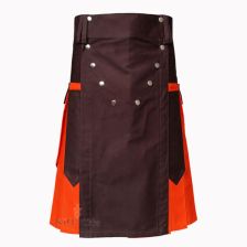 Two Toned Orange Utility Kilt For Man 