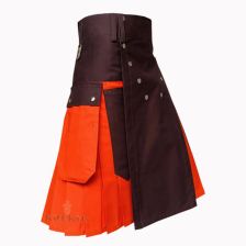 Two Toned Orange Utility Kilt For Man 