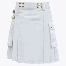 White Pocketed Utility Kilt