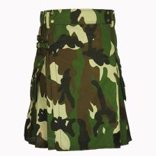 Woodland Camoflage army tectical kilt front