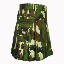 Woodland Camoflage army tectical kilt front